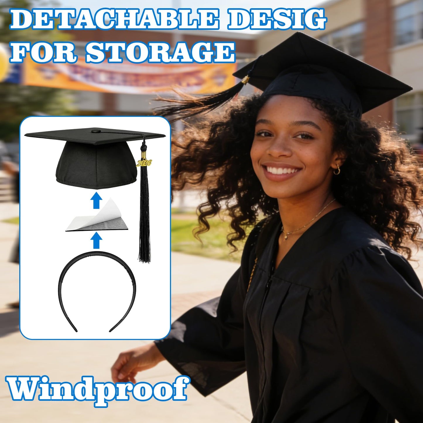 Graduation Cap Headband Insert Grad Hat Headband Holder for Secure Fit Keep Hairstyle Intact - Graduation Cap Decorations & Accessories for Women, Graduates, Class of 2026 (Grad Cap Not Included)