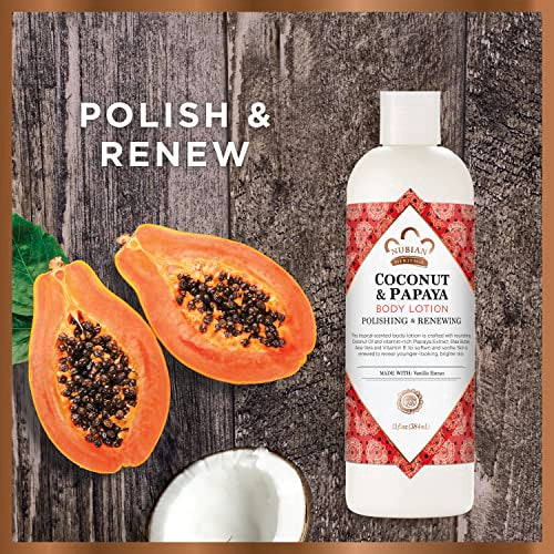 Nubian Heritage Coconut and Papaya Body Lotion, 13 oz - Paraben Free Moisturizer for Dry Skin