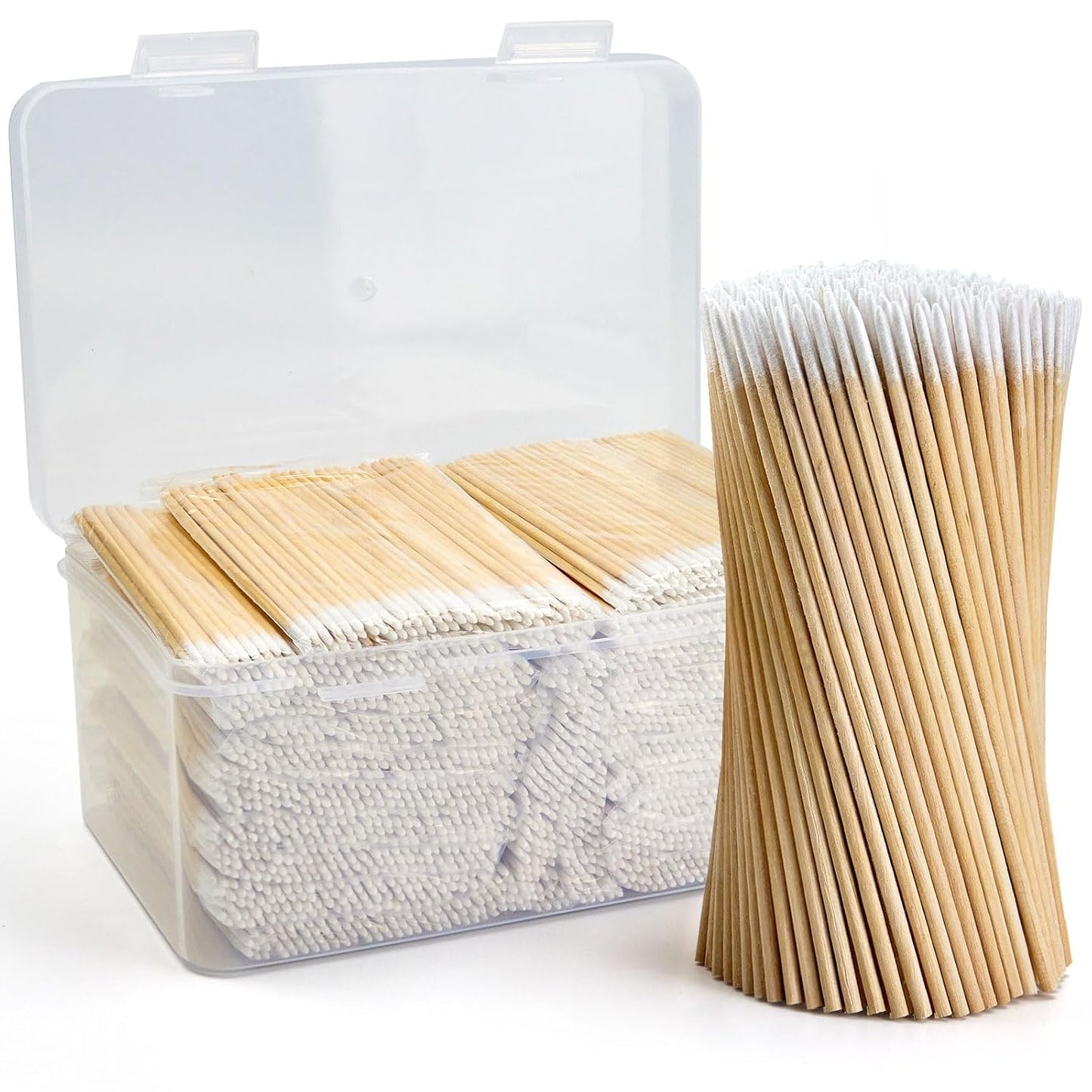 Pointed Cotton Swabs - Precision Microblading & Makeup Application | 200 Pcs with Wooden Sticks