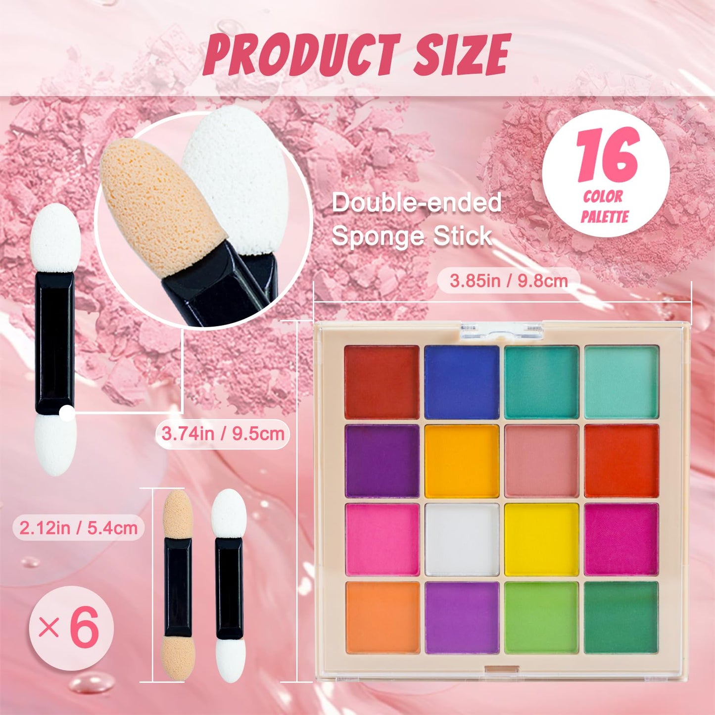 MKNZOME Nail Pigment Powder Palette, 16 Colors Solid Pigment Powder for Nails Set Pigmentos para Uñas, Nail Art Manicure DIY Accessories