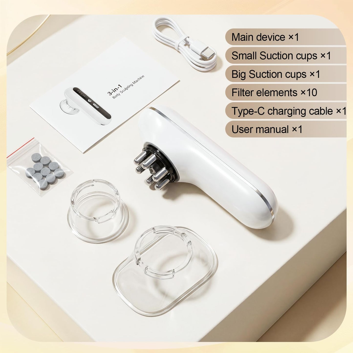 Hoakya 3-in-1 Body Suction Machine, Red Light Therapy Body Massager Electric Cupping Therapy, Suitable for Waist Abdomen, Arms, Hip and Legs