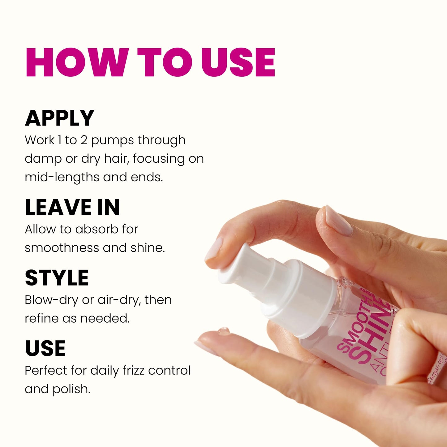 ELEVEN AUSTRALIA Smooth & Shine Anti-Frizz Serum - Anti Frizz Hair Care Products for Men and Women, Tames Frizzy Hair, Adds Shine, Lightweight Smoothing Formula - 2 fl oz