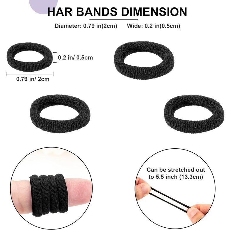 Baby Hair Ties - 400 PCS No Damage Elastic Ponytail Holders | Soft Seamless Multicolor Hair Bands for Toddlers
