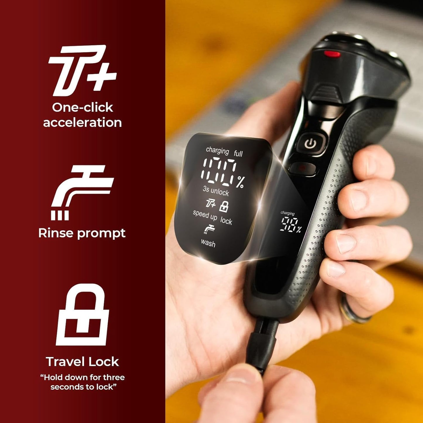 rategist 3-in-1 Electric Razor for Men: IPX7 Waterproof Razors for Men - USB-C Rechargeable, Precision Floating Blades - Wet Dry Shaving, Travel Kit, Beard, Nose & Sideburns