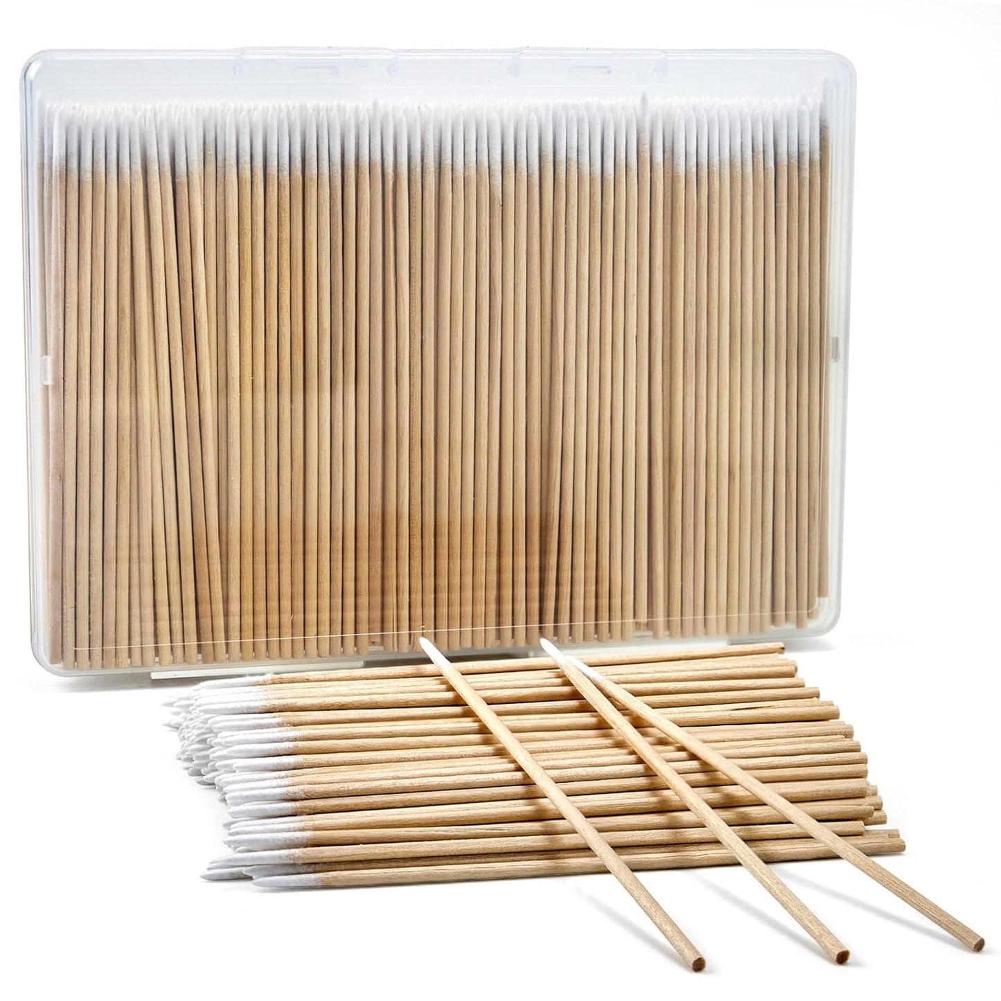 Pointed Cotton Swabs - 400PCS Microblading Precision Tips with Storage Case | 4-Inch Wooden Sticks for Makeup & Tattoo Supplies