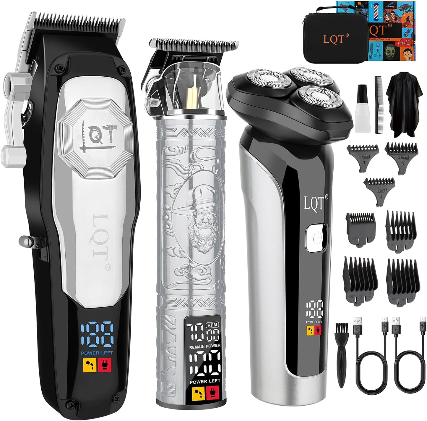 Rechargeable Cordless Hair Clippers for Men - Professional Beard Trimmer & Electric Shaver Kit | LCD Display, Perfect Gift for Dad