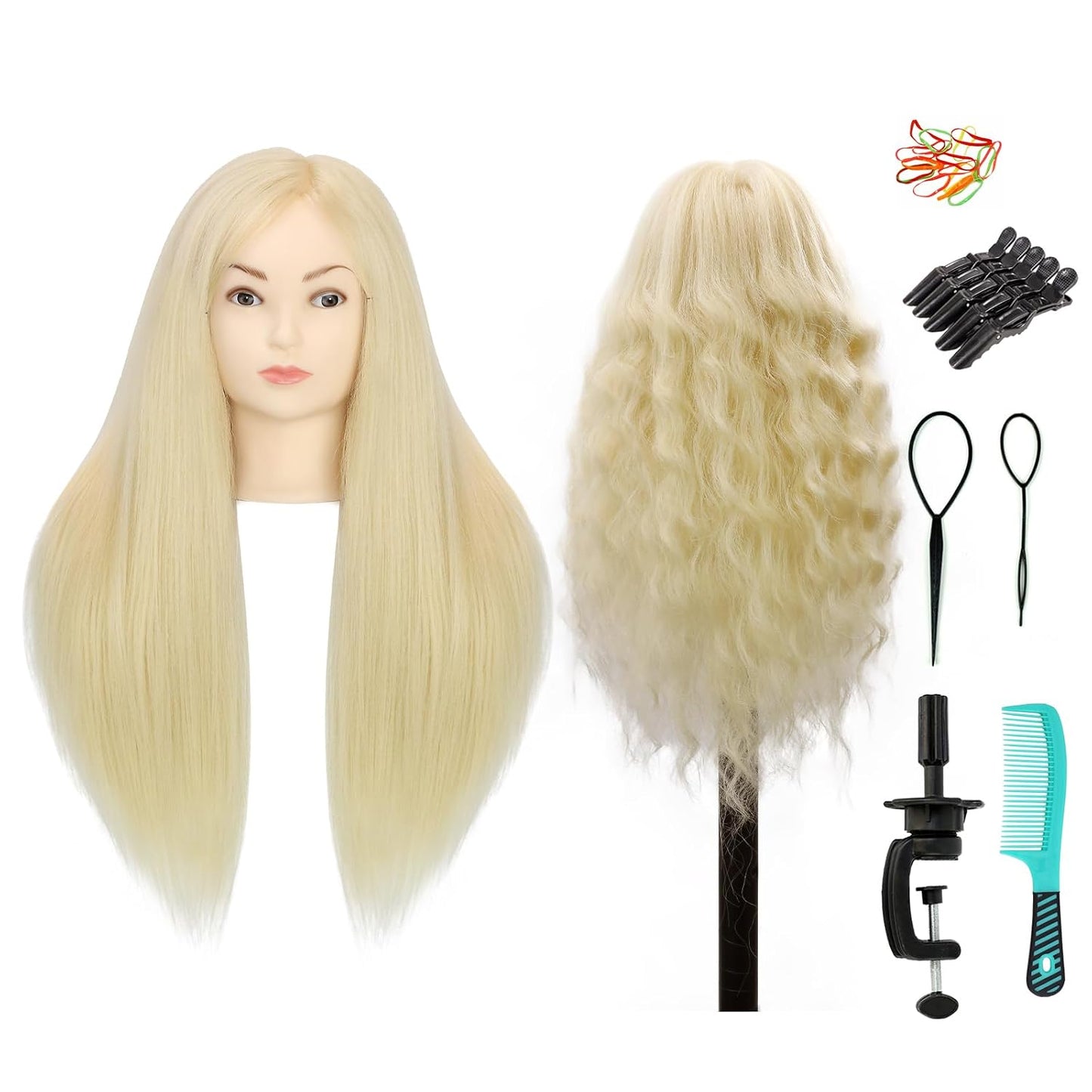 Realistic Human Hair Mannequin Head - 80% Real Hair for Hairdresser Training | 22-Inch Blonde Cosmetology Manikin