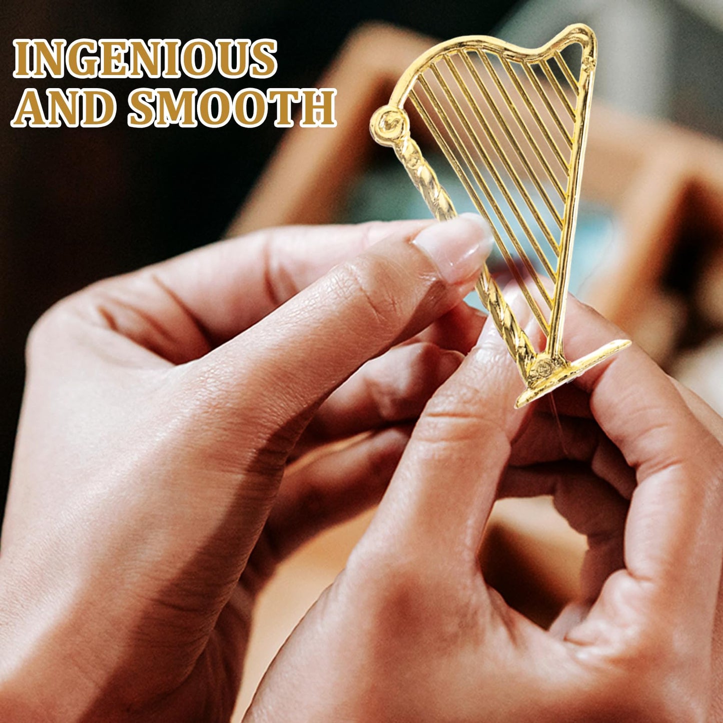 10pcs Miniature Harp Instrument Model Xmas Tree Musical Instrument Harp Model Pendant for Christmas Music Party Home Decor