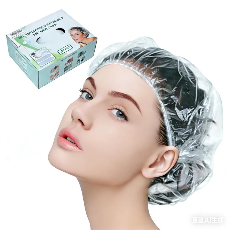 Disposable Shower Caps - 200 Clear Plastic Hair Processing Caps for Spa, Home, and Salon Use | Elastic Bath Cap