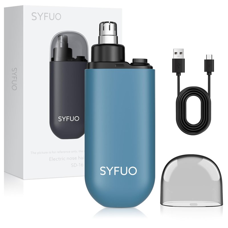 SYFUO Nose Hair Trimmer for Men,Portable Painless Ear and Nose Hair Trimmer USB Rechargeable,Nose Trimmer Women with 9000 RPM,360° Rotating Waterproof Dual Edge Blades(Blue)