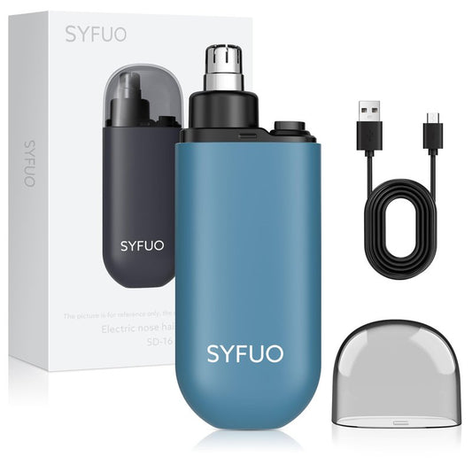 SYFUO Nose Hair Trimmer for Men,Portable Painless Ear and Nose Hair Trimmer USB Rechargeable,Nose Trimmer Women with 9000 RPM,360° Rotating Waterproof Dual Edge Blades(Blue)