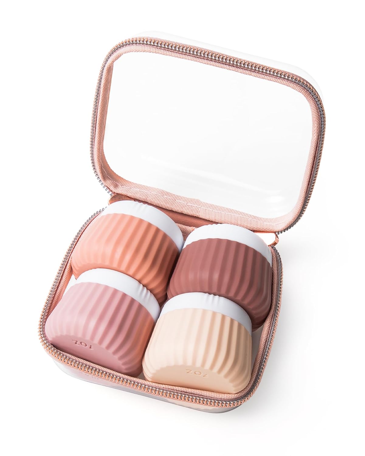 Travel Toiletry Containers - TSA Approved Silicone Jars, Leak-Proof | 4-Pack with Clear Bag