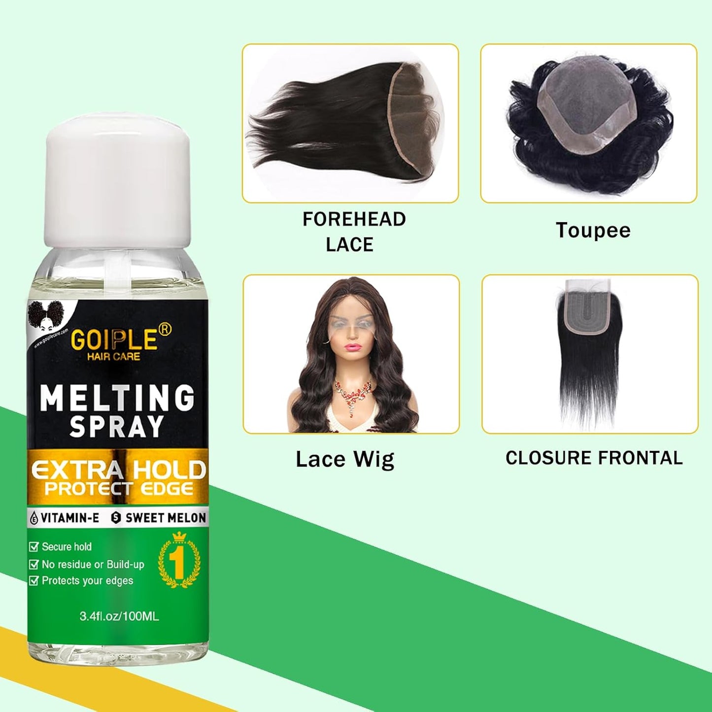 Lace Melting Spray | 3.4 fl oz Glue-Less Hair Adhesive for Wigs - Extra Hold for Closures & Extensions