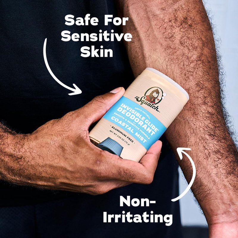 Dr. Squatch Invisible Glide Natural Men’s Deodorant – Smooth Glide, No Stains – Aluminum Free Deodorant Men – Safe for Sensitive Skin – Coastal Mist + Summer Citrus, 2.65oz (2-Pack)