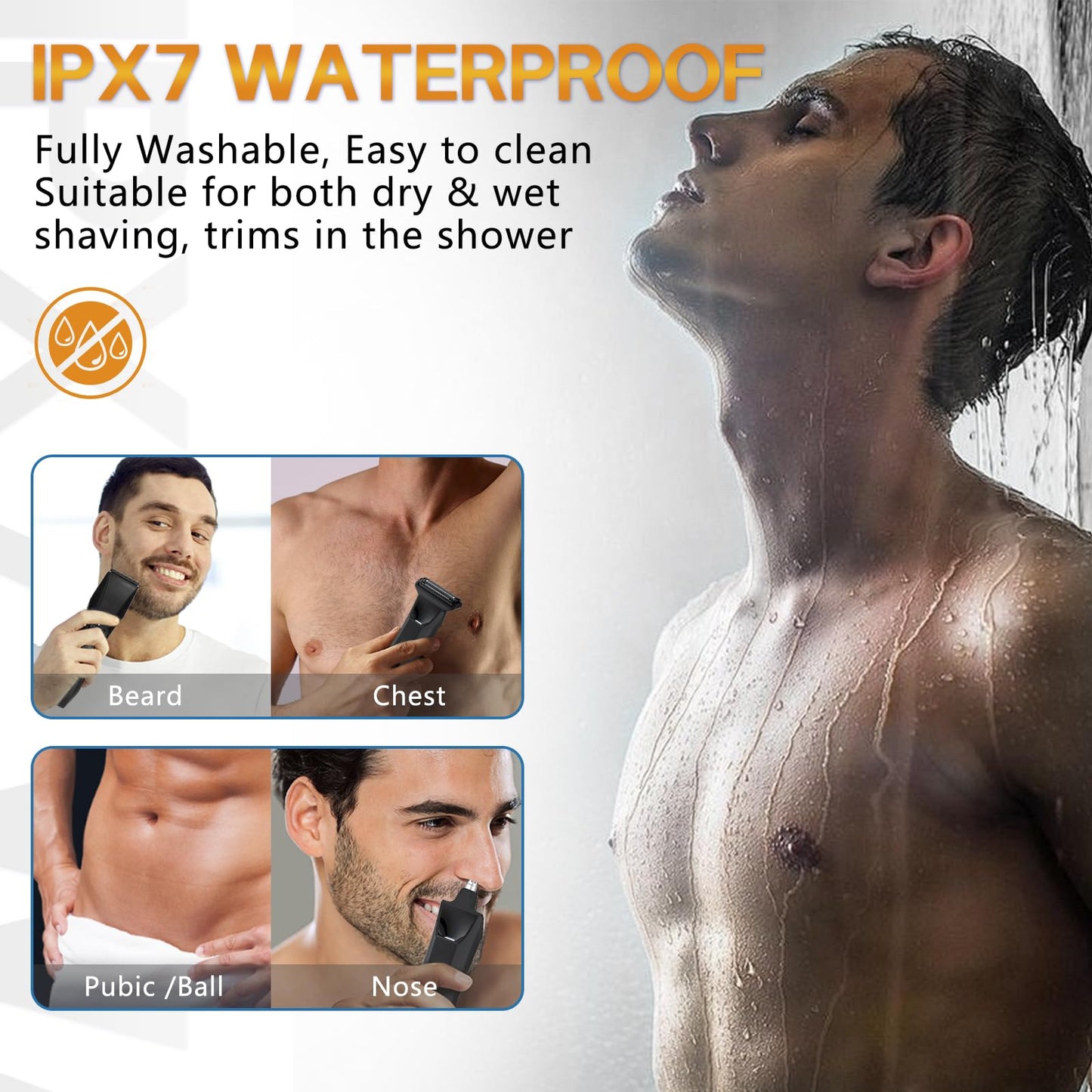 Beatslm Manscape Beard Trimmer for Men, Groin & Body Hair Trimmer, Ball Shaver, Nose Hair Clippers, All-in-One IPX7 Waterproof Men's Wet/Dry Groomer Kit, Rechargeable with Travel Case, LED Display