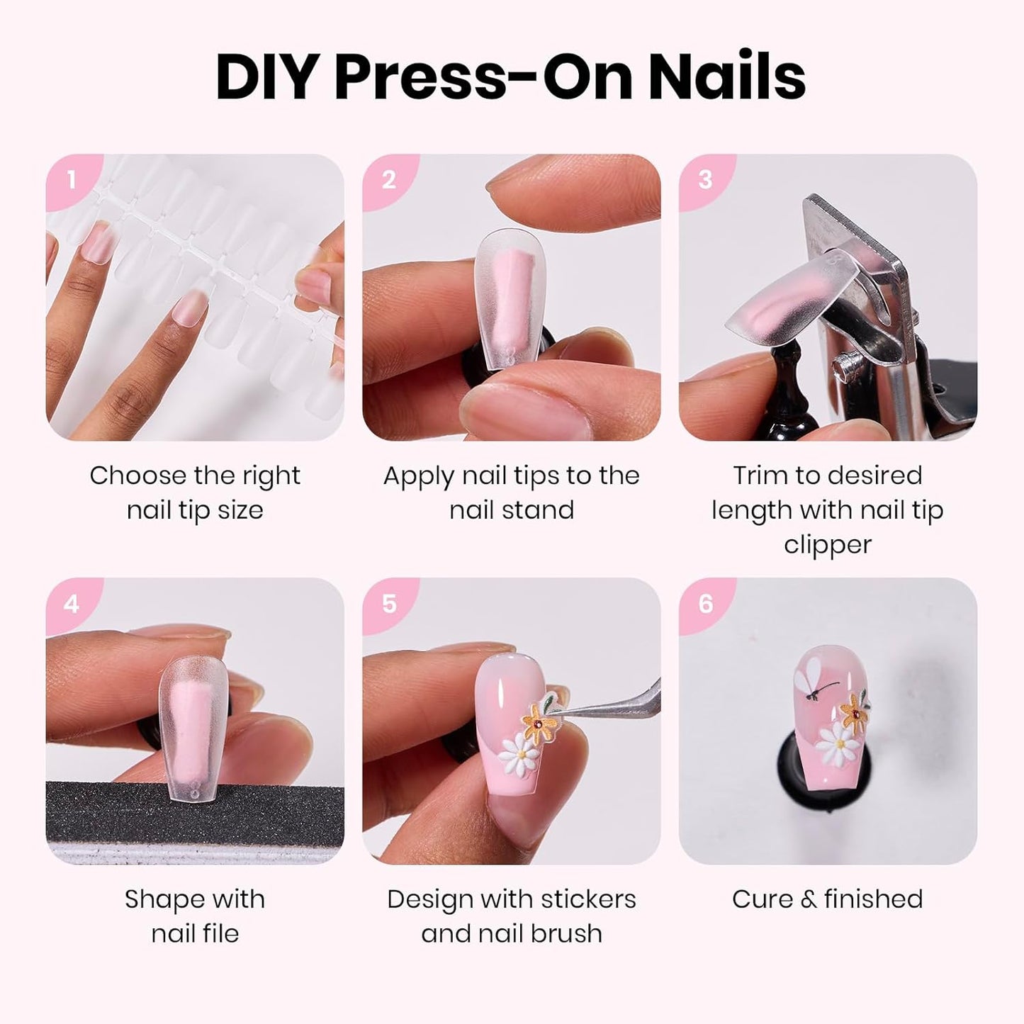 Beetles Nail Art Kit - 510pcs Gel Nail Tips & Brushes Set | Includes Rhinestones, Nail Stand & Cuticle Trimmer for Beginners