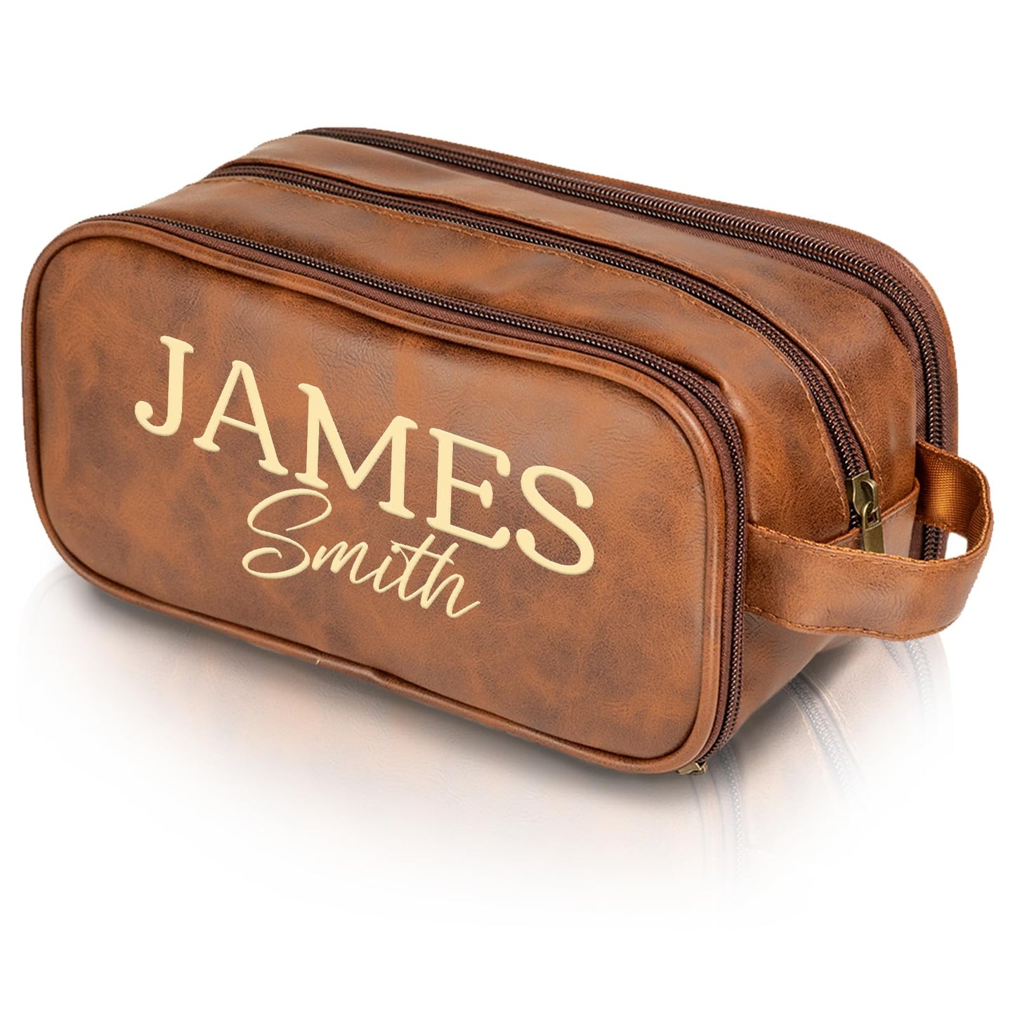 PUREFLY Personalized Toiletry Bag for Man Gifts, Leather Travel Bag for Groomsmen Gifts, Toiletries Travel Organizer Customized Name Initials, Gifts for Birthday|Anniversary|Wedding | Christmas