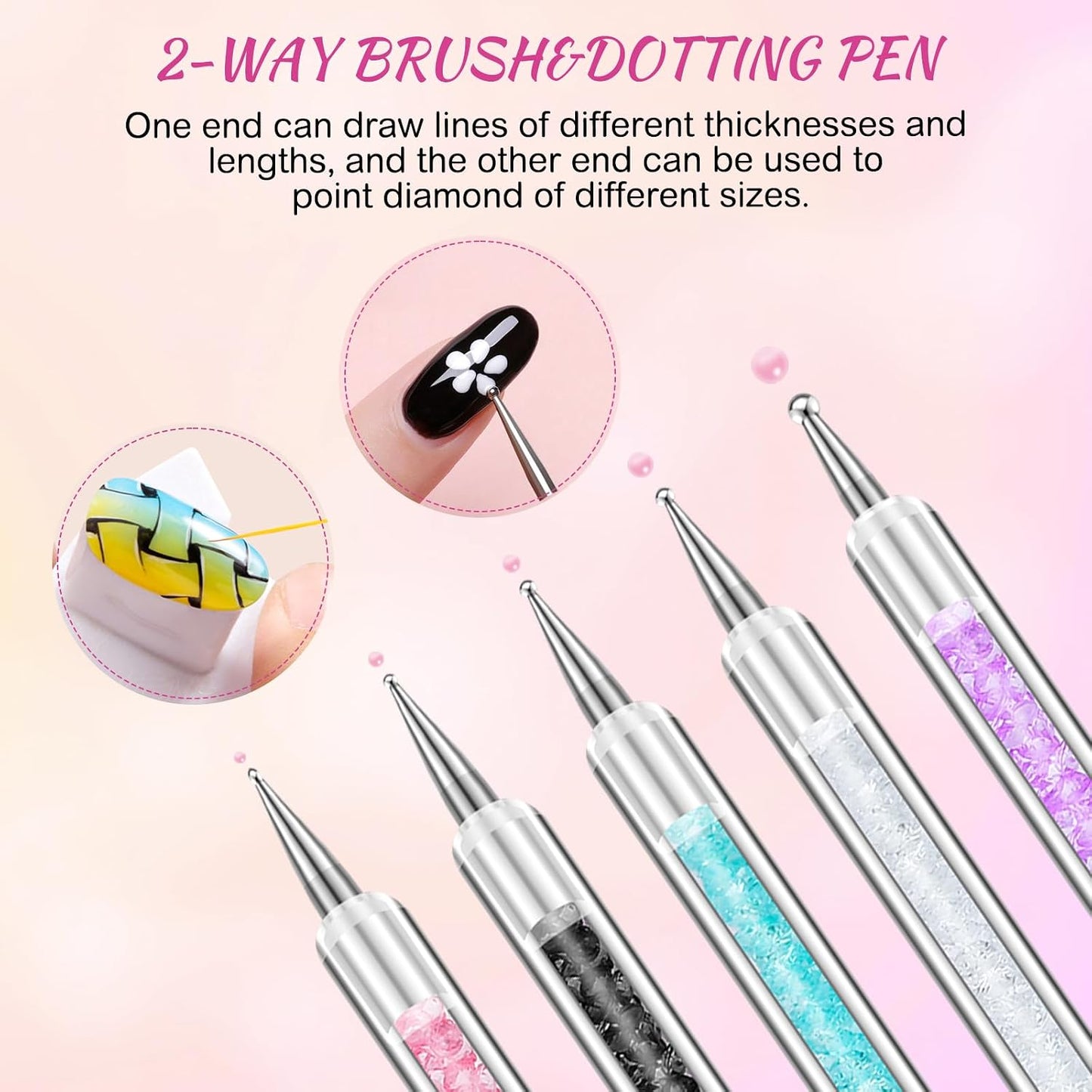 BESARME 11-Piece Nail Art Tools Set - Palette, Sculpture Pens & Dotting Pens for DIY Home Salon