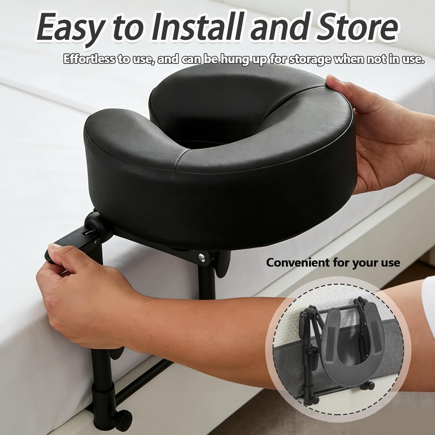 Adjustable Massage Headrest - Comfortable Face Cradle for Home Use | Ideal for Post-Surgery & Sleep (Black)