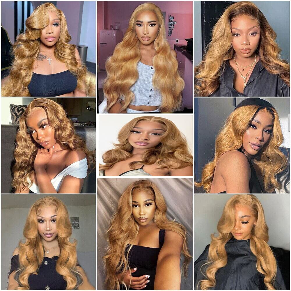 Biliisyff #27 Honey Blonde Body Wave Human Hair, 12 14 16 Inch