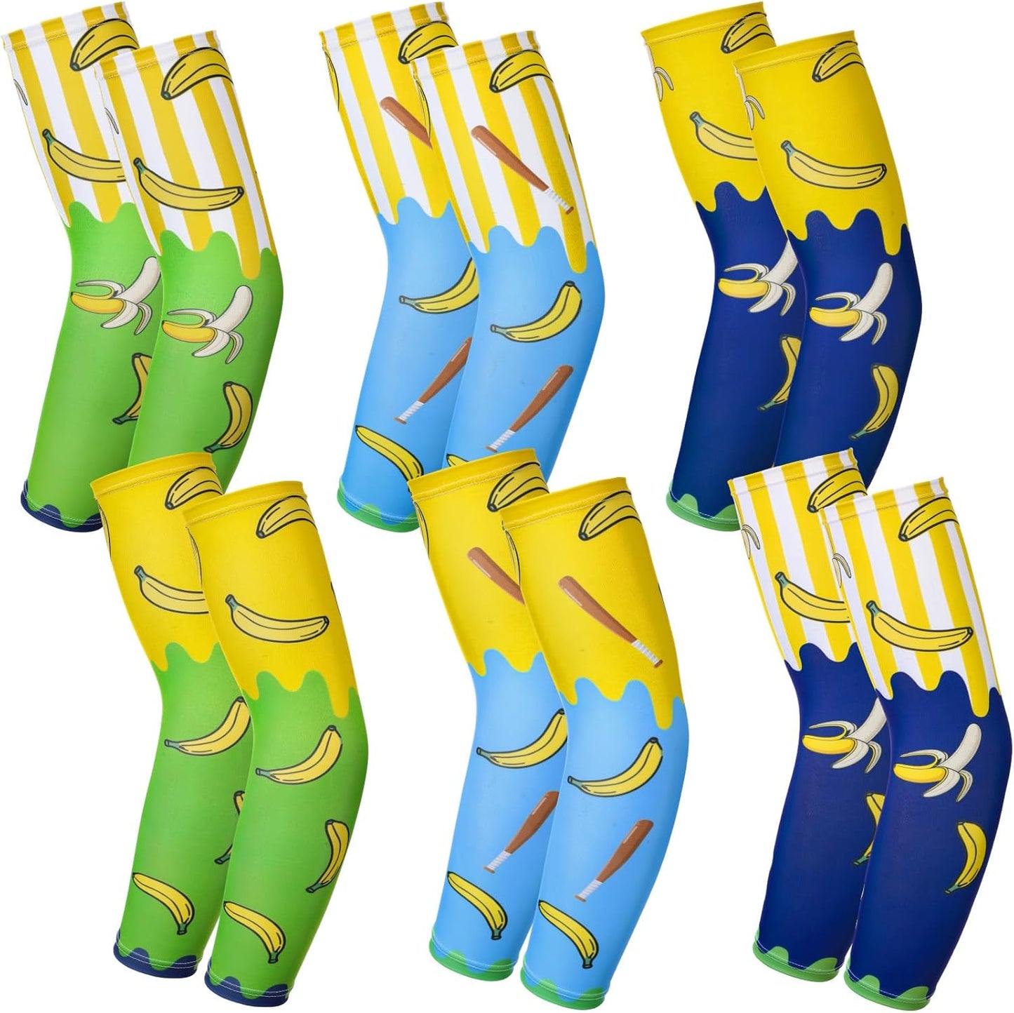 Ice Cream Drip Baseball Arm Sleeves - Youth Sun Protection | 6 Pairs, American Flag Design