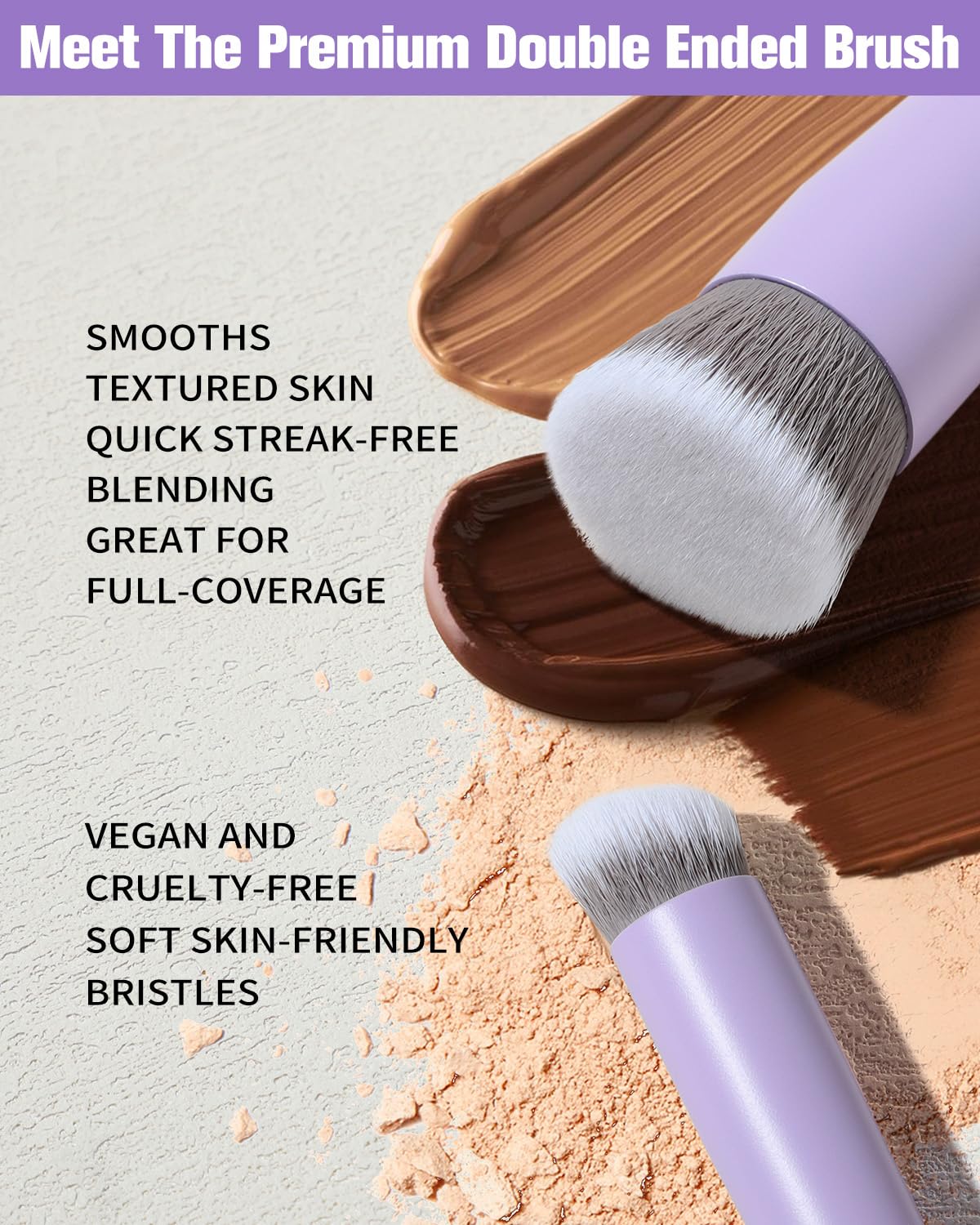 EIGSHOW Foundation & Concealer Brush with Silver Ion Bristles, Dual Ended Makeup Brush for Flawless Coverage, Precision Concealer (D110P)