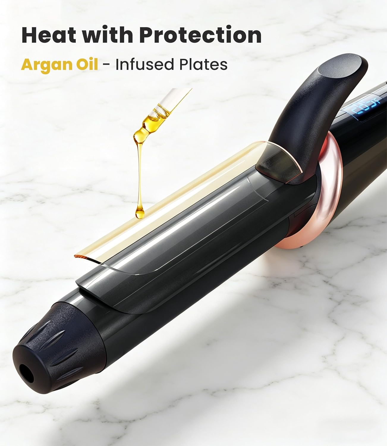 CIVEYA Travel Mini Curling Iron - 1 Inch Dual Voltage Ceramic Wand with 5 Adjustable Temps | Fast Heat-Up, Infused with Argan Oil