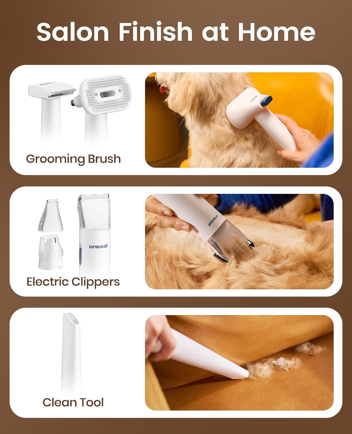 Dog Grooming Vacuum Kit - 15000Pa Pet Hair Removal with Clippers & Nail Grinder | Quiet ≤ 59dB, 2L Canister