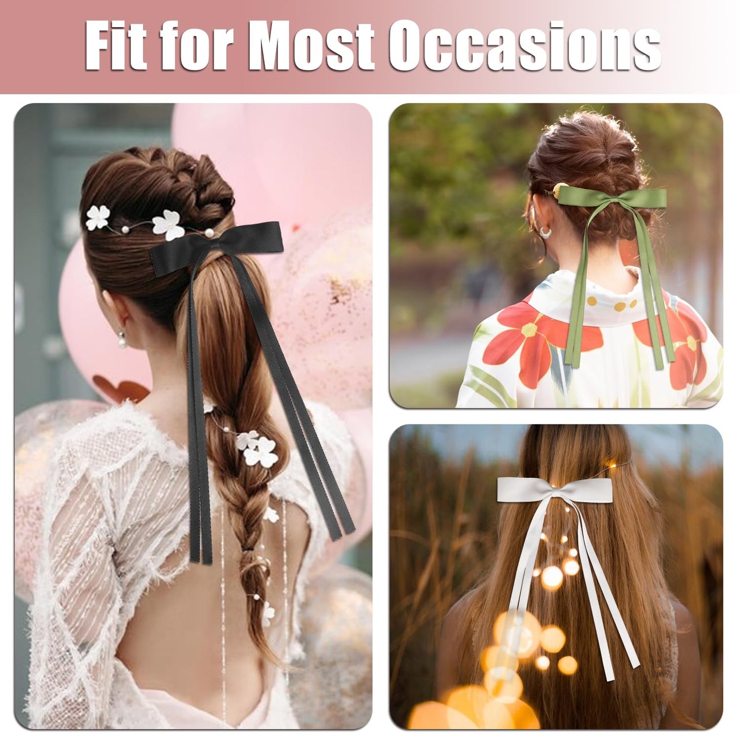 Tassel Hair Bow Clips - 8PCS Cute Long Hair Accessories | Bowknot Barrettes for Girls & Teens