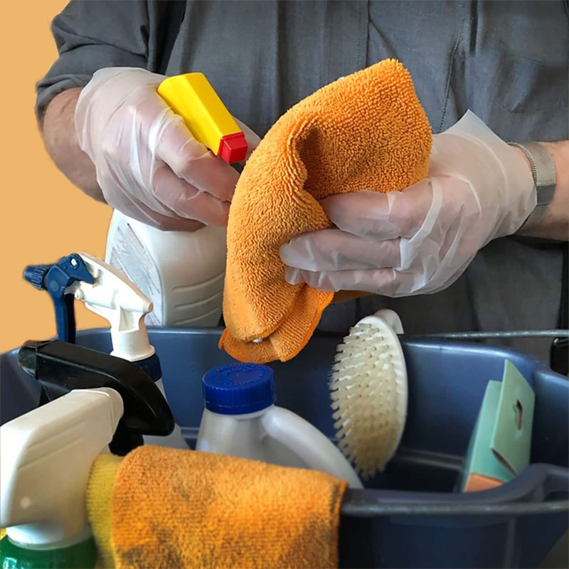 Protospheric Disposable Gloves - Stretch Poly Tough Cleaning Gloves - Non Latex - Clear Nitrile, Vinyl, Latex and Powder Free