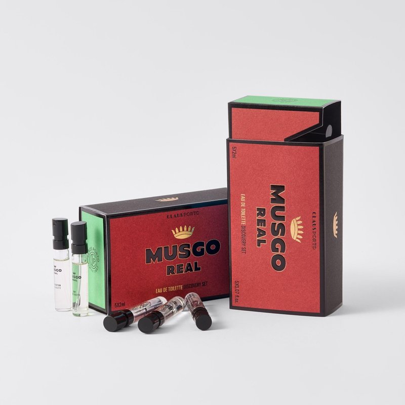 Claus Porto - Musgo Real Eau de Toilette Discovery Set | 5 Fragrances: Alto Mar, Puro Sangue, 1887, Classico 22, Black Edition | Irresistible, Traditional, Sophisticated (2mL each)