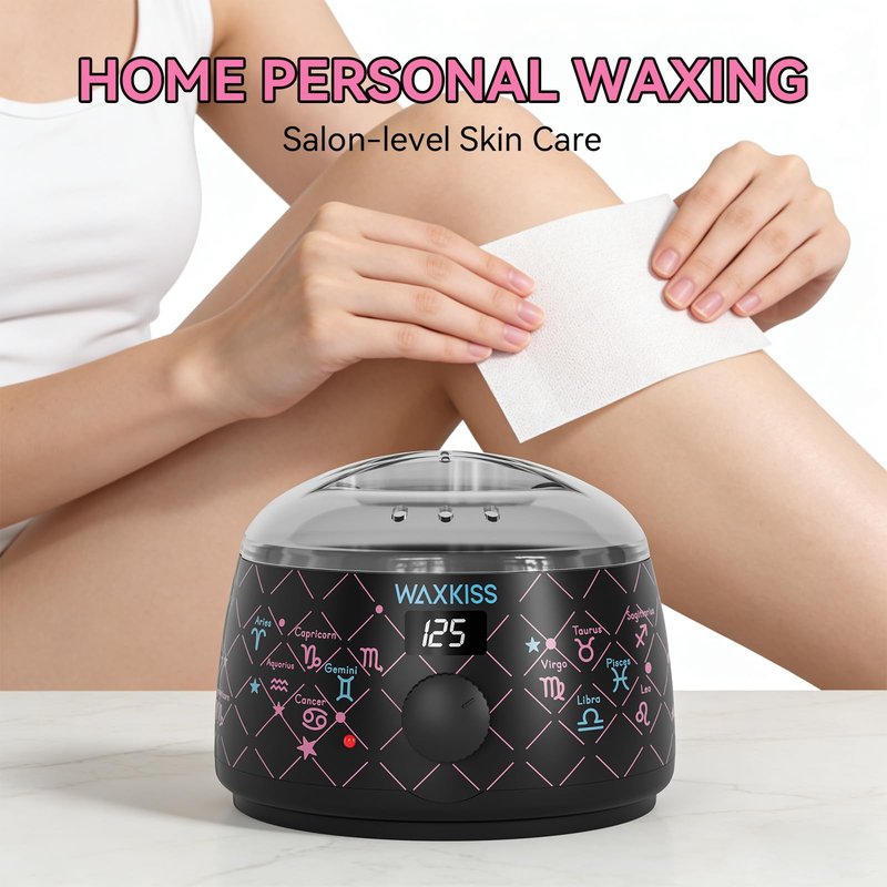 Waxkiss Digital Wax Warmer, 14oz Non-Stick Silicone Pot Hair Removal Heater, Zodiac Prints, Adjustable Temperature with See-Through Lid for Women Men