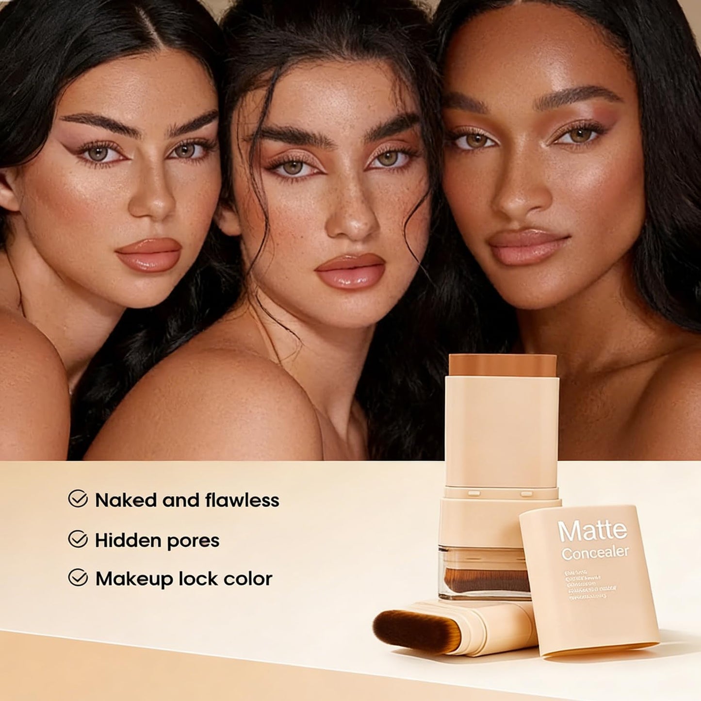 Matte Concealer Foundation Stick - Serum-Infused Tinted Moisturizer & Hydrating Contour | Sheer-to-Medium Dewy Coverage (02#)
