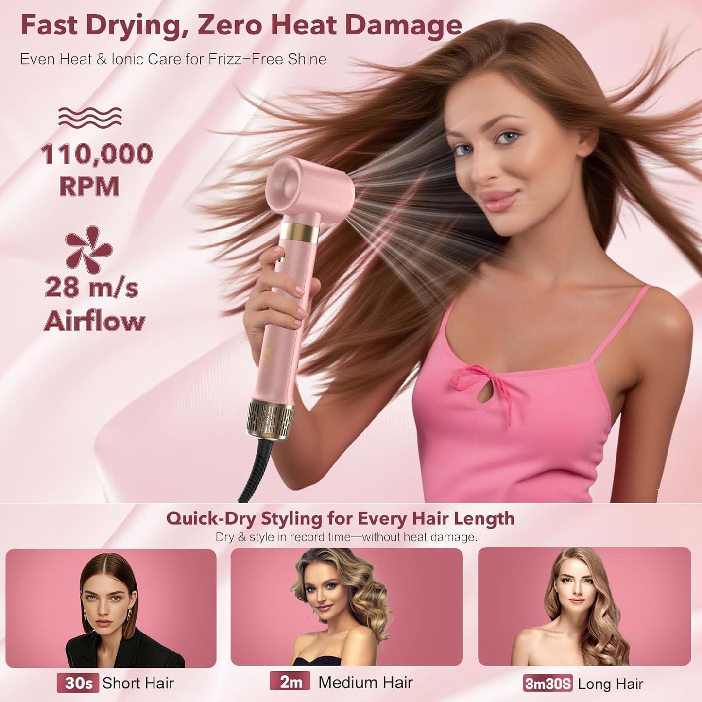 Mythsight 6-in-1 Air Styler & Blow Dryer Brush - Fast Drying, Auto-Wrap Curl, Frizz-Free Finish | Perfect Gift for Women