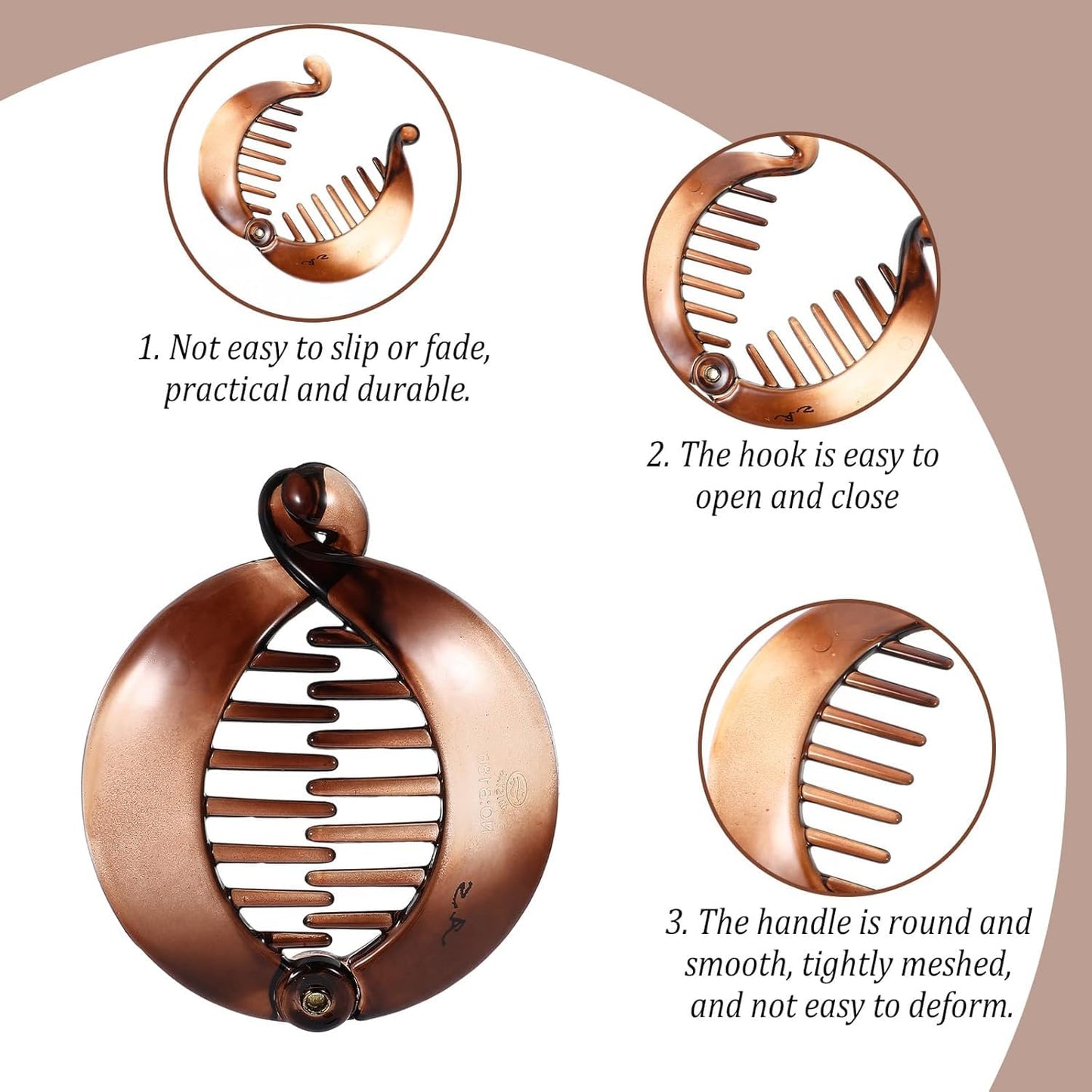 2 Pcs Round Hair Clip Small Banana Clip Plastic Fishtail