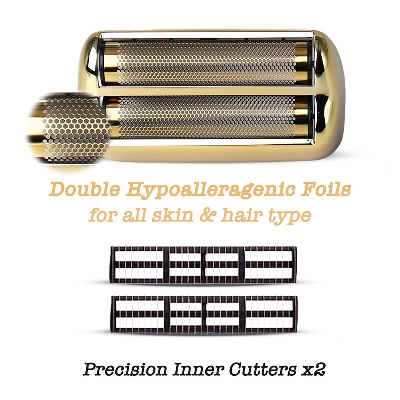 OXSITO 2Pack Golden Pro Replacement Foil and Cutters for Babylis FXFS02 Series MetalFX Double Foil Shavers