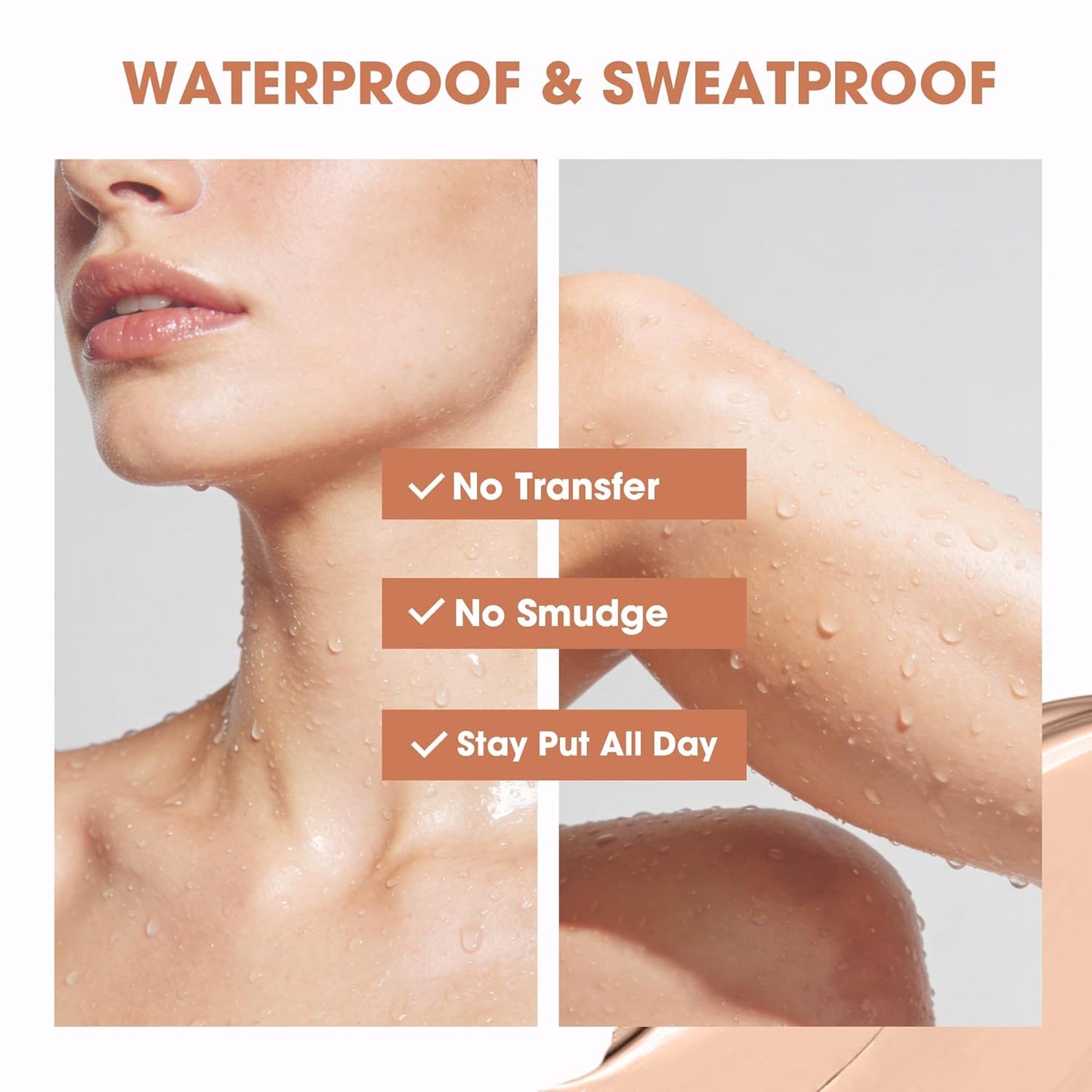 Tattoo Cover Up Makeup - Long-Lasting Waterproof Concealer with Blend Blur Brush | 3.53 Oz Bronze Radiance