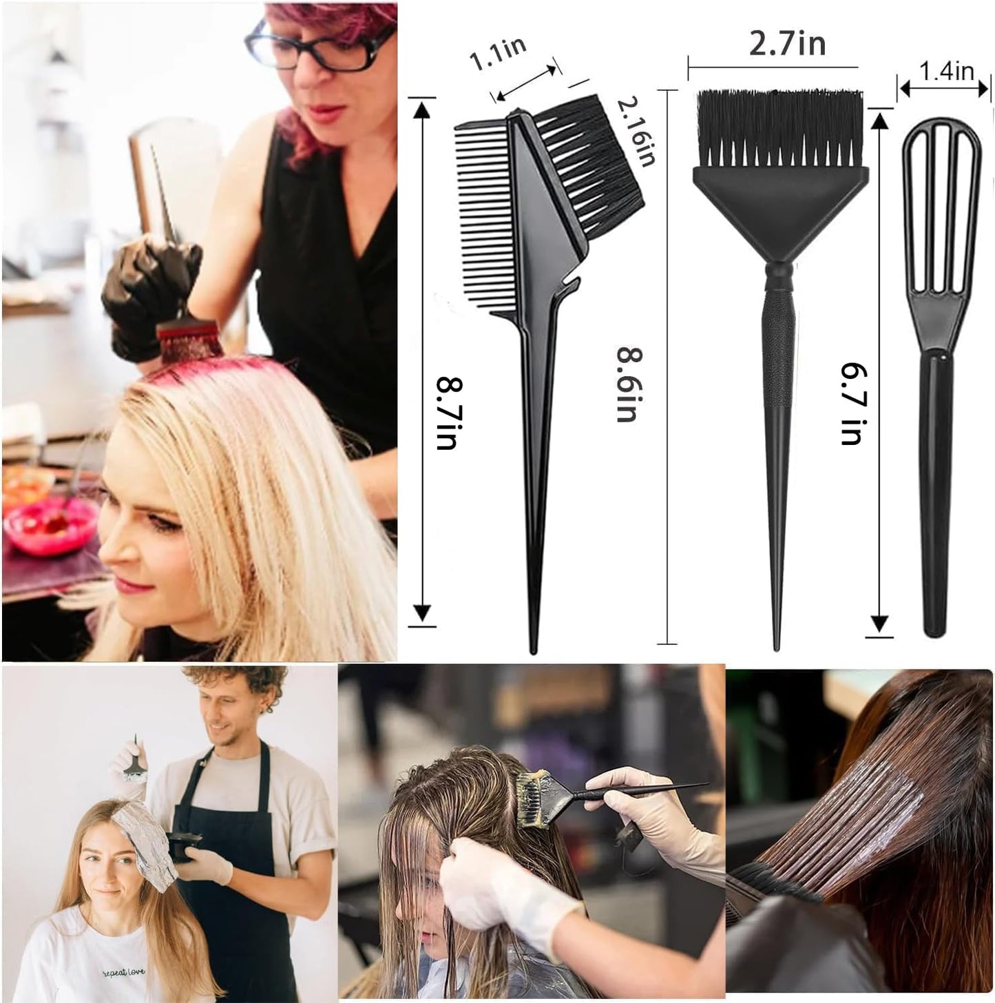 Hair Dye Kit - 18Pcs Professional Coloring Set with Brush, Bowl, Clips & Ear Muffs | DIY Home Use