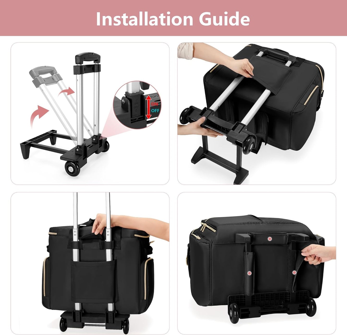 Rolling Teacher Bag with Wheels - Detachable Trolley Tote for 15.6" Laptops | Stylish & Functional