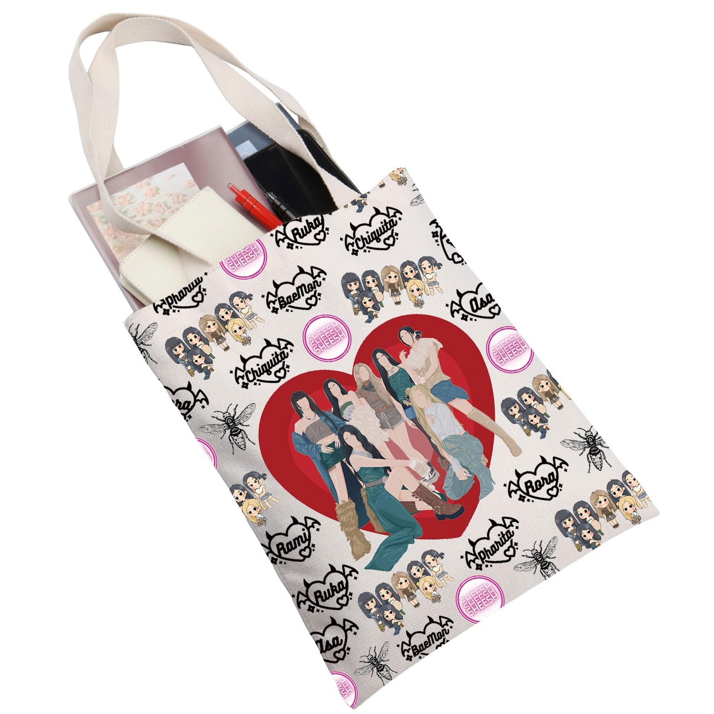 JNIAP K-Pop Group Tote Bag - K-Pop Band Fans Gifts, Music Shoulder Bag, Merchandise, Lover Gifts (sheesh tb)