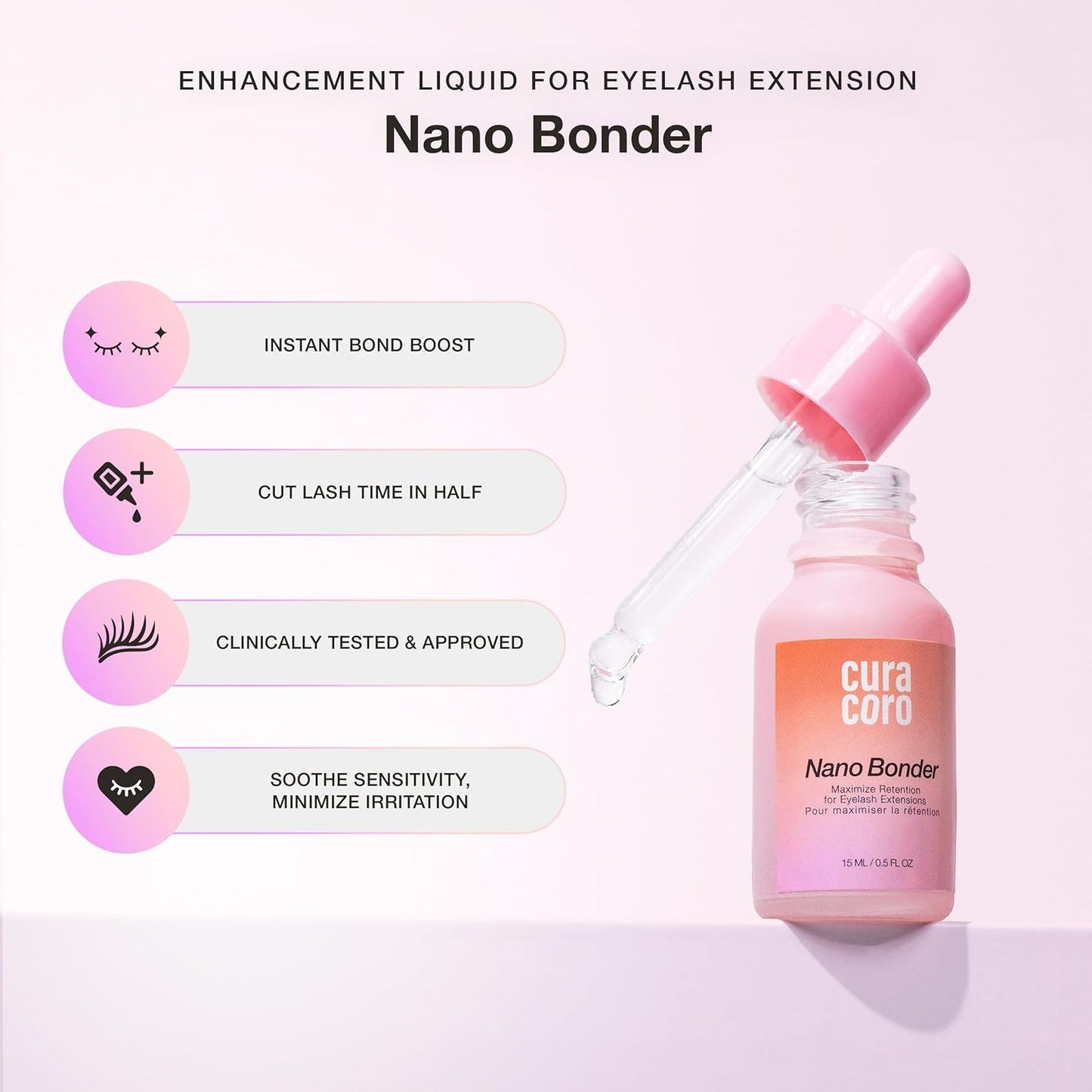 Curacoro Nano Lash Bonder - Eyelash Extension Glue Accelerator, Water & Oil Proof Sealant | 15ml for Longer Retention