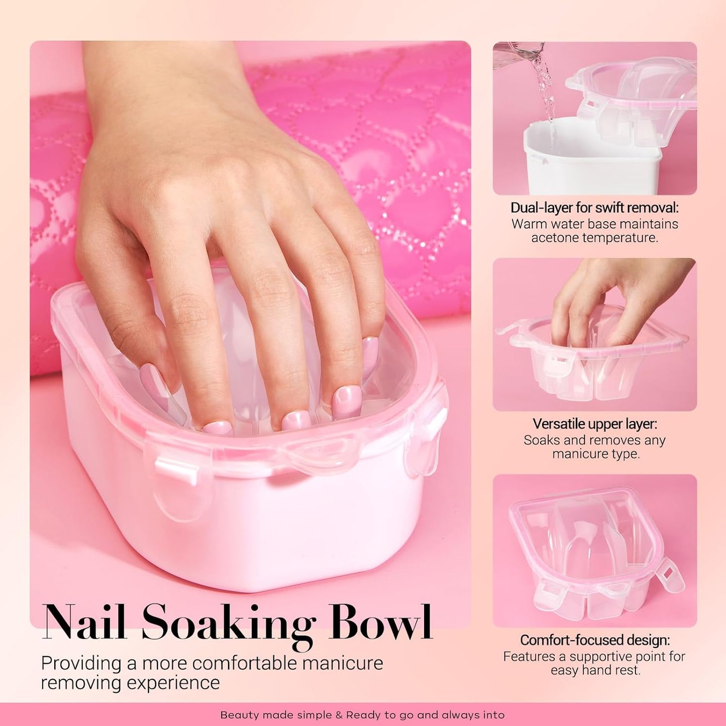 Nail Soaking Bowl for Gel Polish Removal - Complete Manicure Set with Cuticle Oil & Tools | 15ml