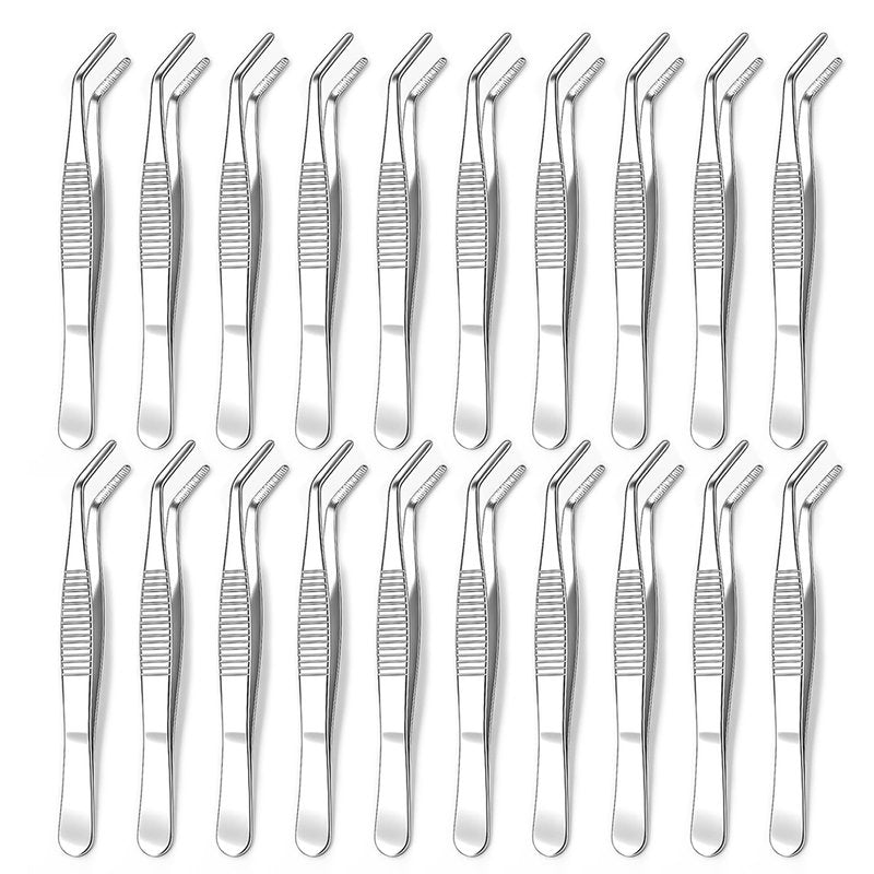 20Pack Stainless Steel Tweezers with Curved Tip Curved Serrated Tip Multipurpose Forcep for Craft, Sewing Machine, DIY Crafts, Jewelry Making, Electronics Repair, Precision Work & Hobby Project