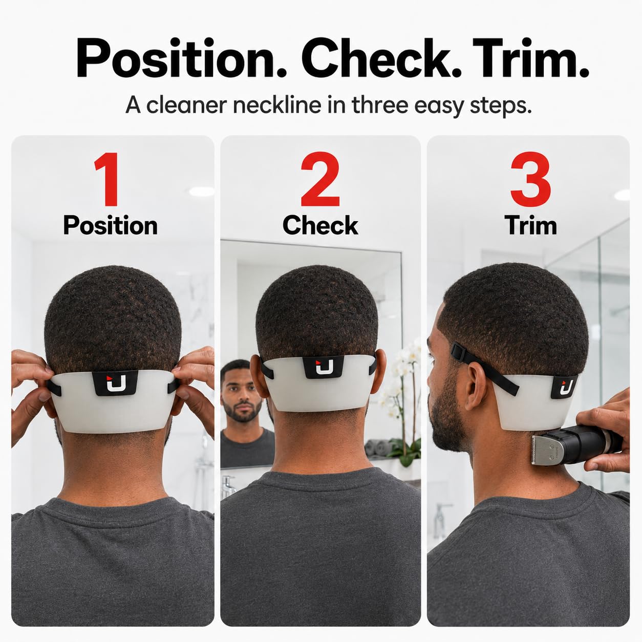 EdgUp Neckline Shaving Template for Men – Hands-Free DIY Haircut & Fade Guide, Flexible Silicone Neckline Trimmer Stencil, Original Since 2012