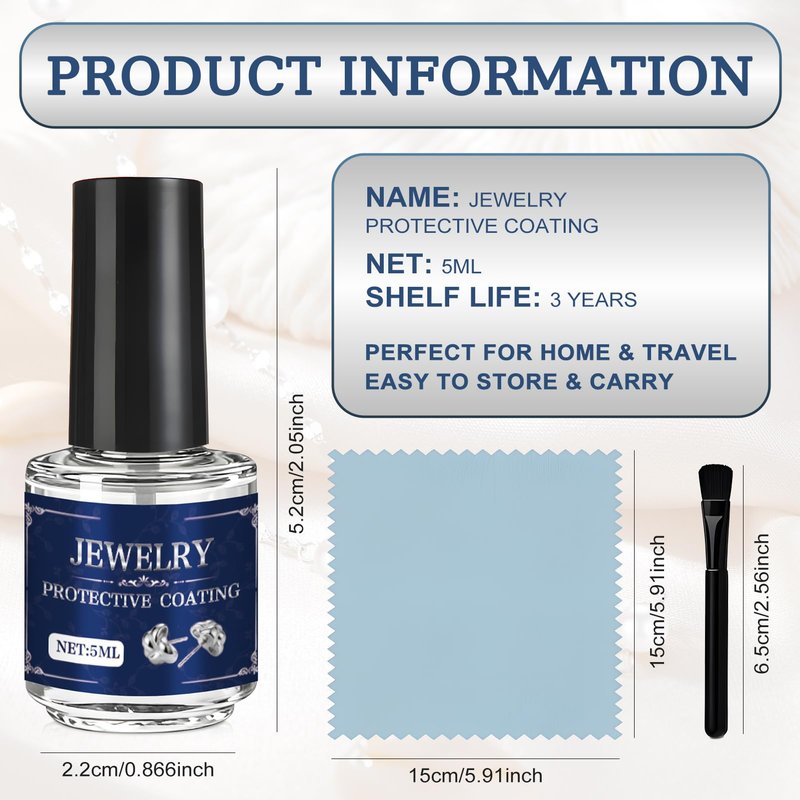 kuailaya Jewelry Sealant, Jewelry Protective Coating Forming an Efficient Isolation Barrier Invisible Protection Scratch-Resistant for Earrings Necklaces Bracelets Watches, 5ml