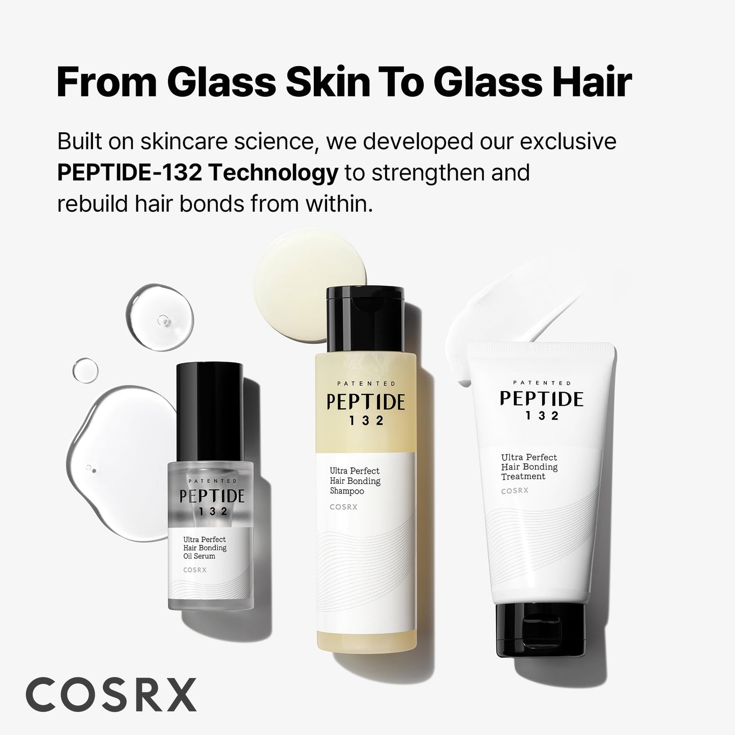 COSRX PEPTIDE 132 Hair Care Kit - Shampoo, Treatment & Oil Serum, Bond Repair Hair Gift Set for Damaged, Dry Hair, Scalp Treatment for Dandruff, Dry & Itchy Scalp, Travel Essential