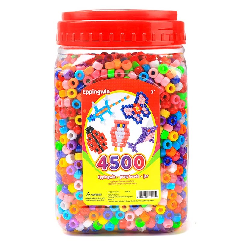2.5 lb Wholesale Large Pony Beads (6x9 mm) Bucket, Easy Storage Beads Bulk, Over 4500 Pony Bead for Jewelry Making, Crafts