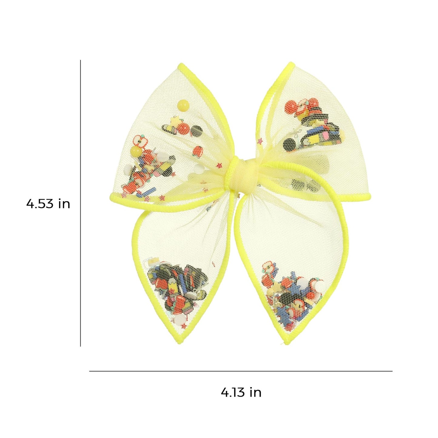 4" Back School Mesh Fable Hair Bow Clips for Girls, 2Pcs Yellow Pencil Shaker Bow Alligator Hairpins, Teens Student Teacher First Day of School Decor Accessory Gift