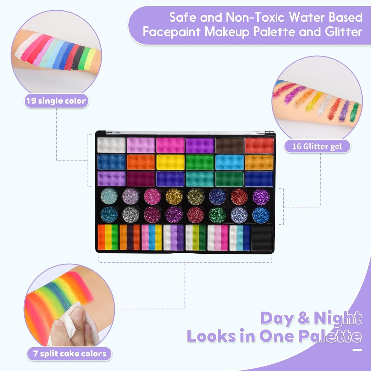 42 Color Face Painting Kit - Non-Toxic Water Activated Paint Set with Stencils & Brushes | Perfect for Halloween, Parties & Festivals