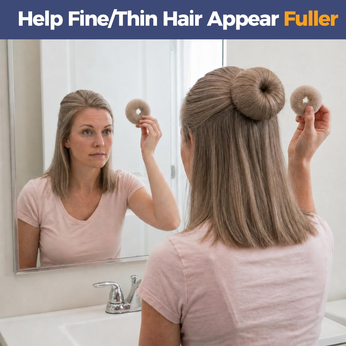 whisrvival 6pcs Hair Donut Bun Maker 2 Sizes in 1 Set(Small + Medium), Firm Hold Bun Shaper Ring for Women Girls Casual Styling | Includes 5 Hair Ties and 20 U Pins (Tan Brown)